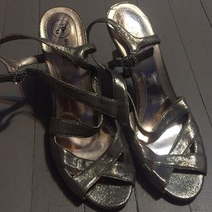 Rose gold sparkly strappy heels